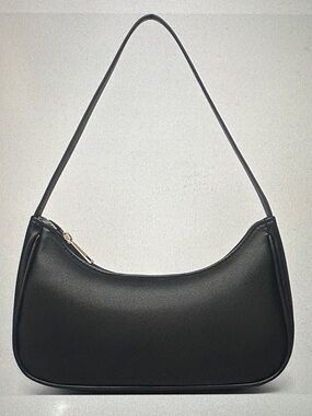 Women’s Black Shoulder Bag - Classic Curved Zip Tote